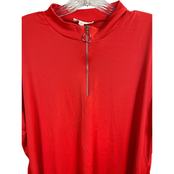 Love J Short Sleeve Quarter Zip Red Rib Knit Top 2X NWT - Picture 3 of 5